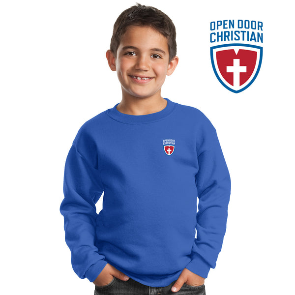 Open Door - PC90Y Port & Company® - Youth Core Fleece Crewneck Sweatshirt