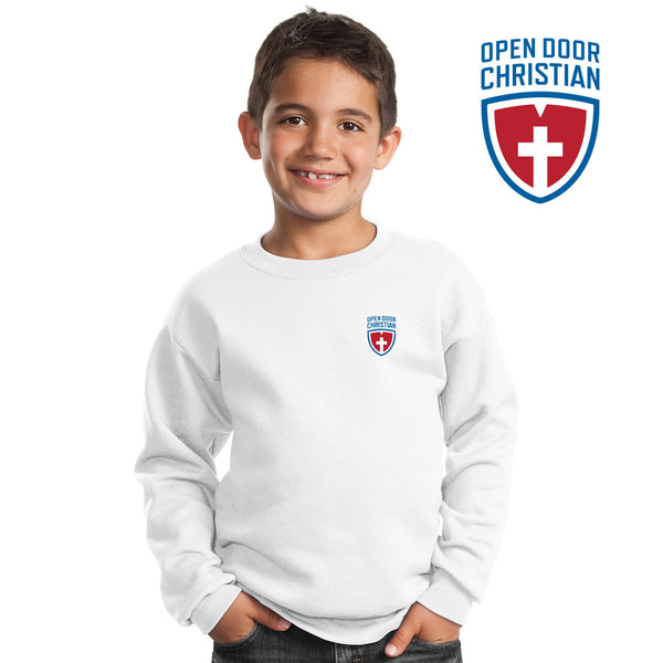 Open Door - PC90Y Port & Company® - Youth Core Fleece Crewneck Sweatshirt
