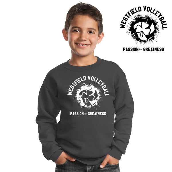 Rocks Volleyball - PC90Y-c Port & Company® - Youth Core Fleece Crewneck Sweatshirt