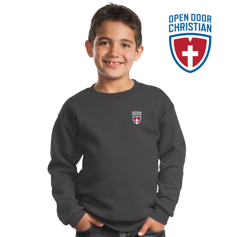 Open Door - PC90Y Port & Company® - Youth Core Fleece Crewneck Sweatshirt