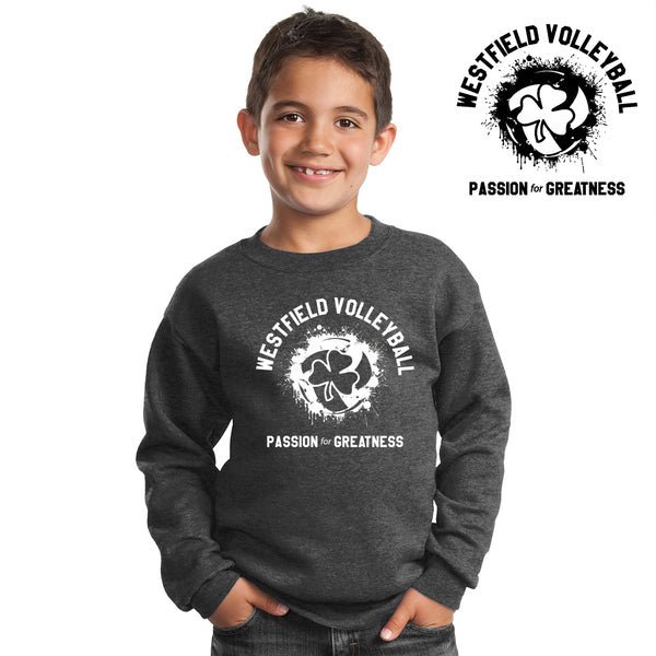 Rocks Volleyball - PC90Y-c Port & Company® - Youth Core Fleece Crewneck Sweatshirt