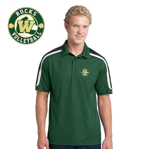 Rocks Volleyball - ST658-a Sport-Tek® Tricolor Shoulder Micropique Sport-Wick® Polo