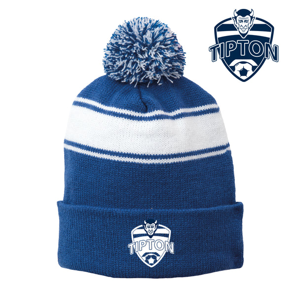 Tipton Soccer 1 - STC28 Sport-Tek® Stripe Pom Pom Beanie