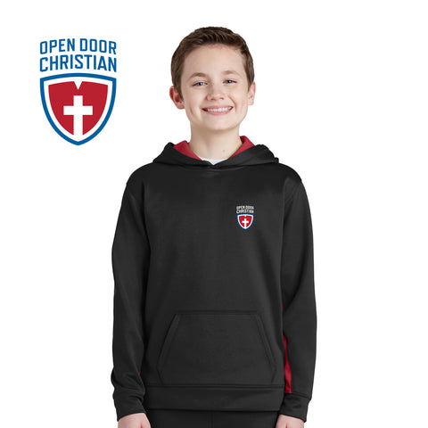Open Door - YST235 Sport-Tek® Youth Sport-Wick® Fleece Colorblock Hooded Pullover