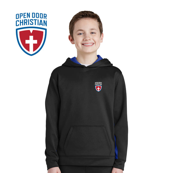 Open Door - YST235 Sport-Tek® Youth Sport-Wick® Fleece Colorblock Hooded Pullover